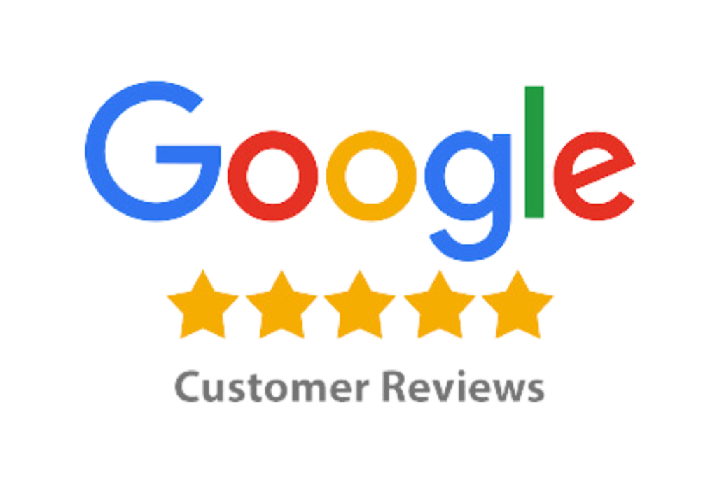 Google logo with 5 stars and under is custom reviews txt