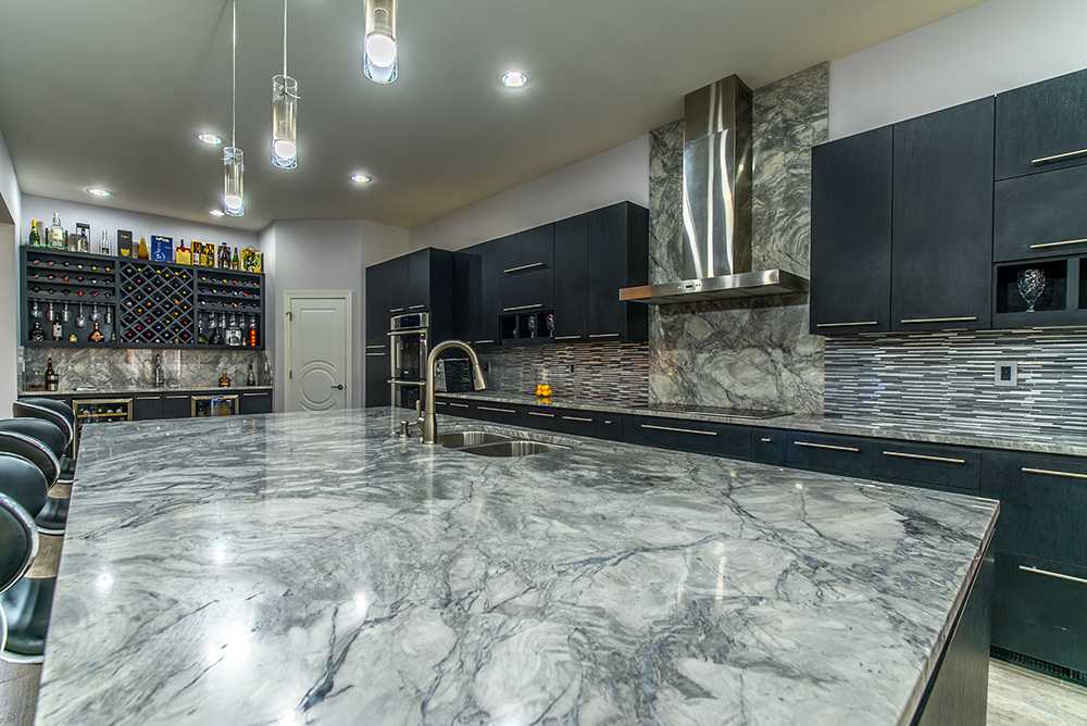 Super while marble island countertop